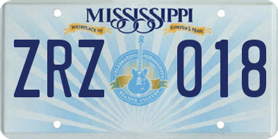 MS license plate ZRZ018