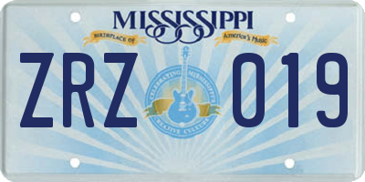 MS license plate ZRZ019