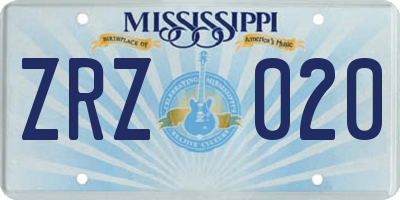 MS license plate ZRZ020