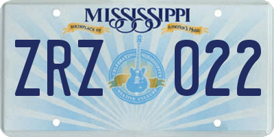 MS license plate ZRZ022