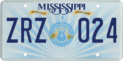 MS license plate ZRZ024