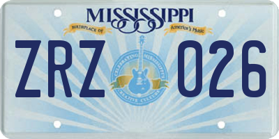 MS license plate ZRZ026