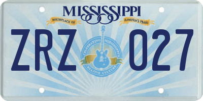 MS license plate ZRZ027