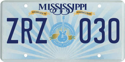 MS license plate ZRZ030