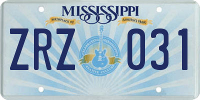 MS license plate ZRZ031