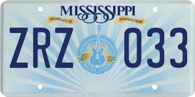 MS license plate ZRZ033