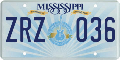 MS license plate ZRZ036