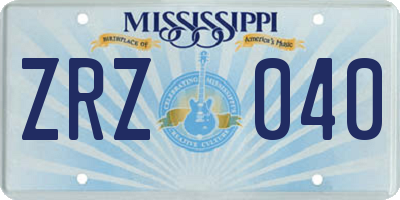 MS license plate ZRZ040