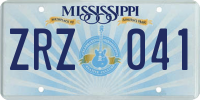 MS license plate ZRZ041