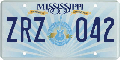MS license plate ZRZ042