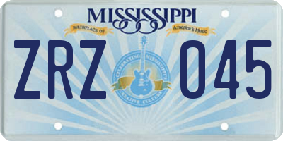 MS license plate ZRZ045