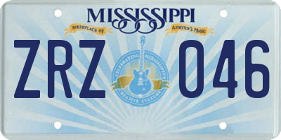 MS license plate ZRZ046