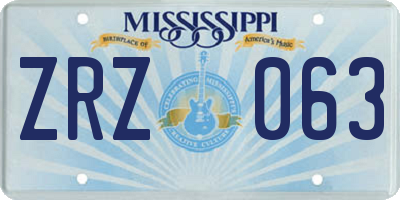 MS license plate ZRZ063