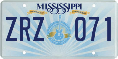 MS license plate ZRZ071