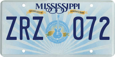 MS license plate ZRZ072