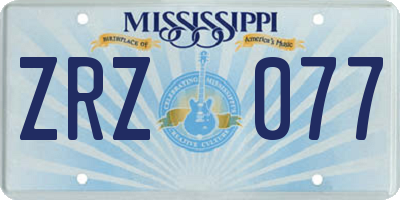 MS license plate ZRZ077