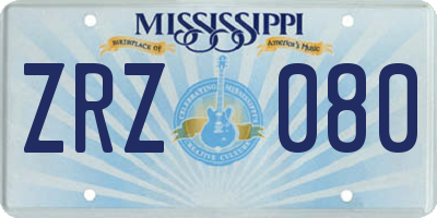 MS license plate ZRZ080