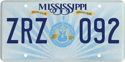 MS license plate ZRZ092