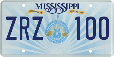 MS license plate ZRZ100