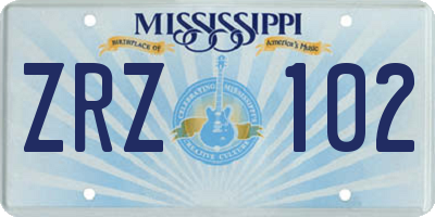 MS license plate ZRZ102