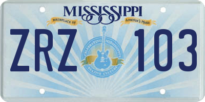 MS license plate ZRZ103