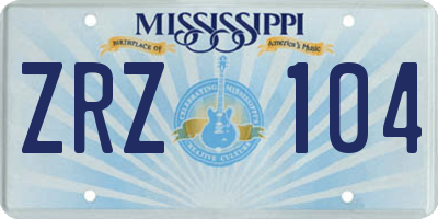 MS license plate ZRZ104