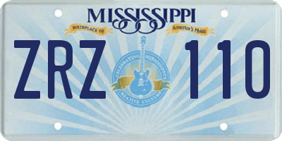 MS license plate ZRZ110