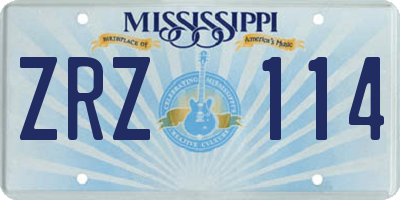MS license plate ZRZ114