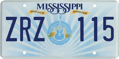 MS license plate ZRZ115