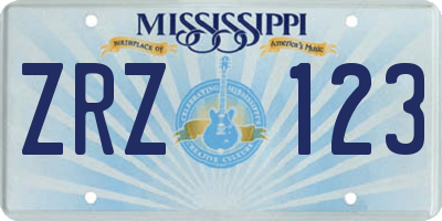 MS license plate ZRZ123