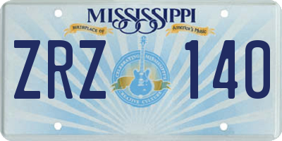 MS license plate ZRZ140