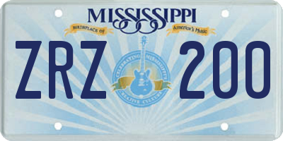 MS license plate ZRZ200
