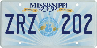 MS license plate ZRZ202