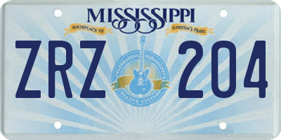 MS license plate ZRZ204