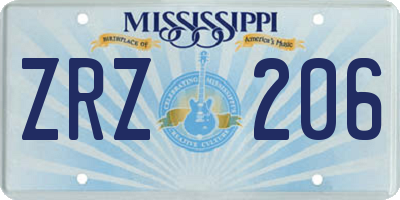 MS license plate ZRZ206