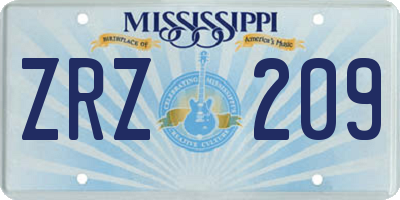MS license plate ZRZ209