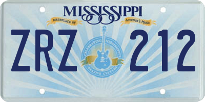 MS license plate ZRZ212