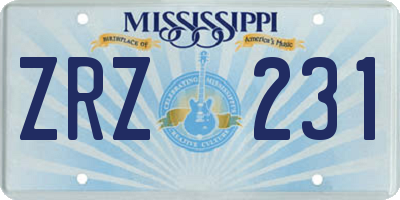MS license plate ZRZ231
