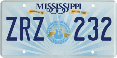 MS license plate ZRZ232
