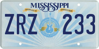 MS license plate ZRZ233
