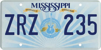 MS license plate ZRZ235