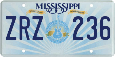 MS license plate ZRZ236