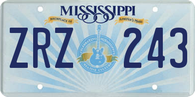 MS license plate ZRZ243