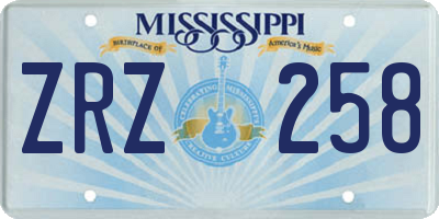 MS license plate ZRZ258