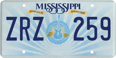 MS license plate ZRZ259