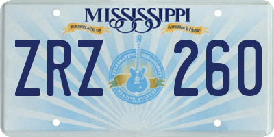 MS license plate ZRZ260