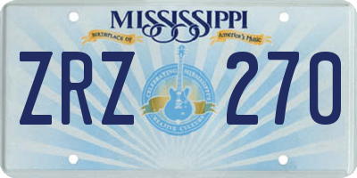 MS license plate ZRZ270