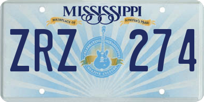 MS license plate ZRZ274
