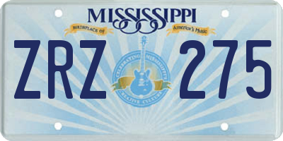 MS license plate ZRZ275