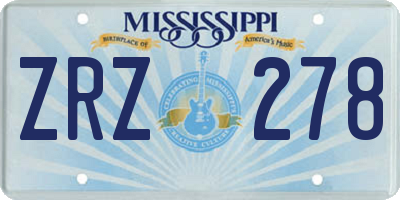 MS license plate ZRZ278